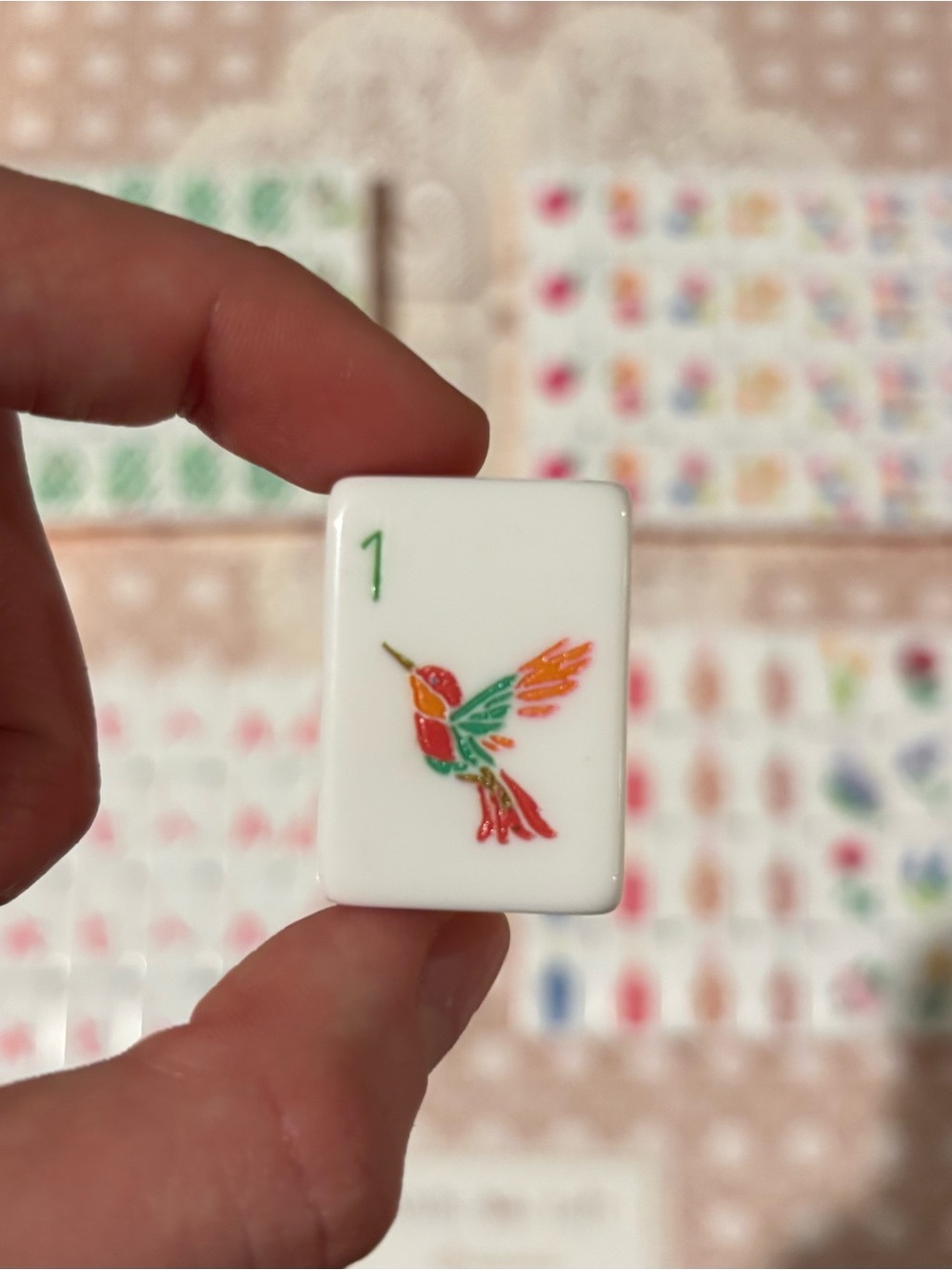 Orange and White American Mahjong Engraved Tiles w/Striped Accent - Picture 2 of 5